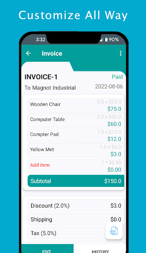 Android application OnTheGo - Invoice Maker screenshort