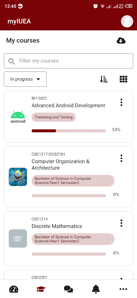 myIUEA Screen 2