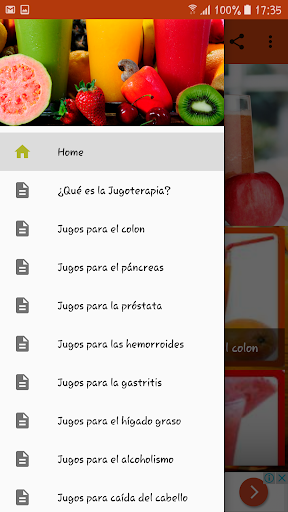 Android application Jugoterapia para la salud screenshort