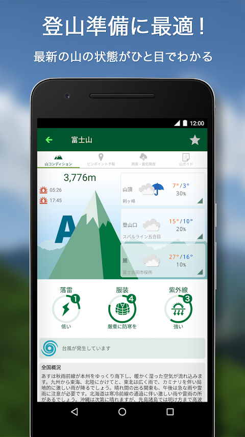 tenki.jp 登山天気｜山の天気予報専門の登山アプリのおすすめ画像1