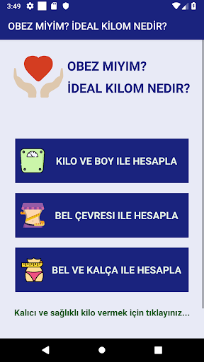 Android application Obez Miyim? İdeal Kilom Kaç? screenshort
