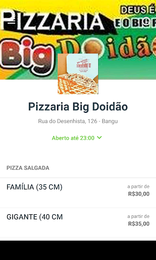 Android application Pizzaria Big Doidão screenshort