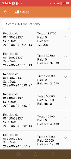 Android application Poscream Sales screenshort