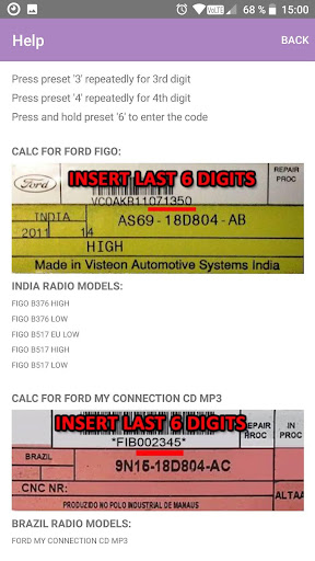 RADIO CODE for FORD FIGO INDIA Screen 2