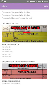 RADIO CODE for FORD FIGO INDIA 1.0.3 APK + Mod (Unlimited money) untuk android
