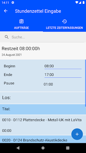 STW Zeiterfassung Screen 2