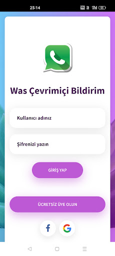 Android application Was Çevrimiçi Bildirim screenshort