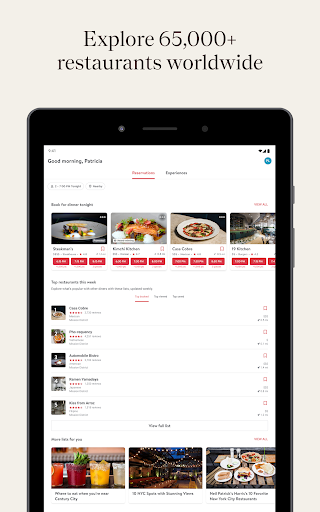 Screenshot of OpenTable