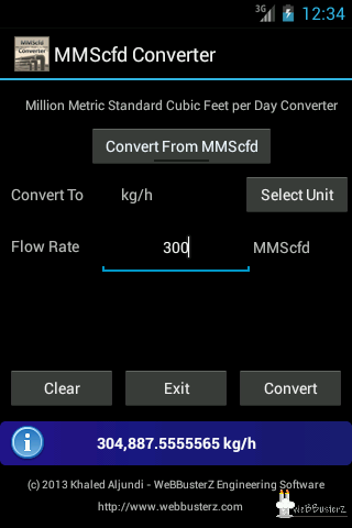 MMScfd Converter Screen 2
