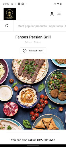 Android application Fanoos Persian Grill screenshort