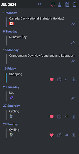 Canada Calendar Screen 2