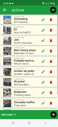 Android application pic2Note screenshort