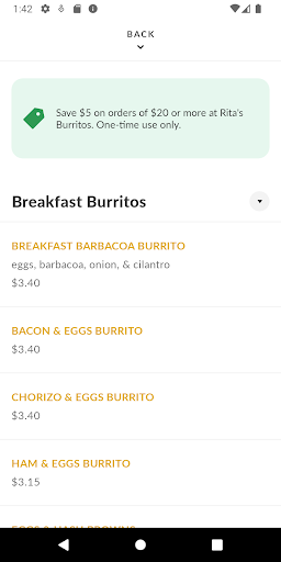 Ritas Burritos Screen 3