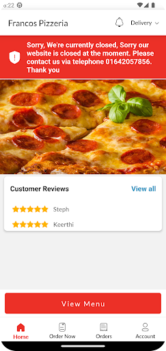 Francos Pizzeria Screen 2