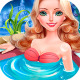 mermaid bathing girls games icon