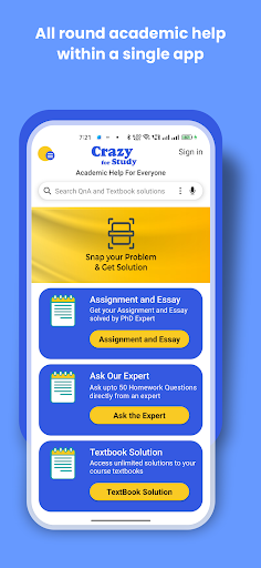 Android application Crazy For Study screenshort