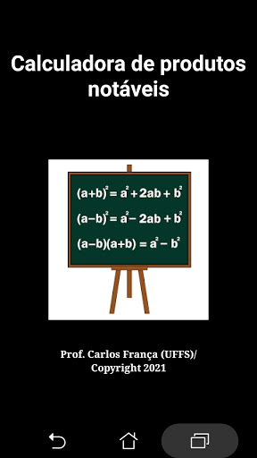 Android application MATEMÁTICA- PRODUTOS NOTÁVEIS screenshort