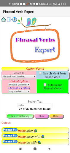 Android application Phrasal Verbs Expert screenshort
