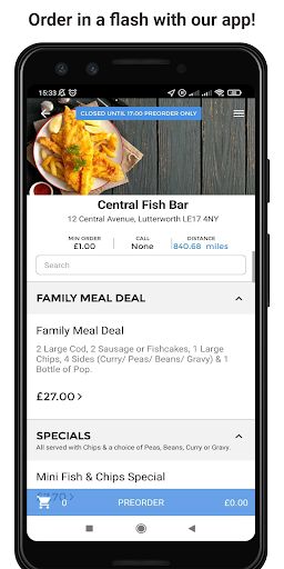 Android application Central Fish Bar screenshort