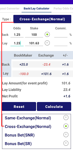 Back Lay and Sure bet Calculator