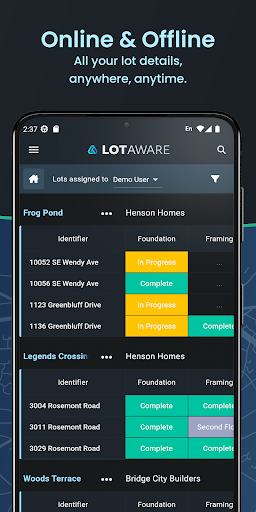 Android application LotAware screenshort