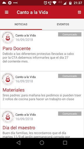 Android application Canto a la Vida screenshort