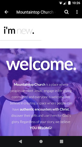 Mountaintop Church App Screen 3