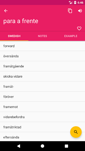Portuguese Swedish Dictionary Screen 2