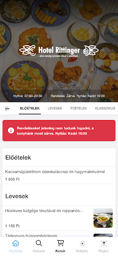 Android application Rittinger Étterem screenshort