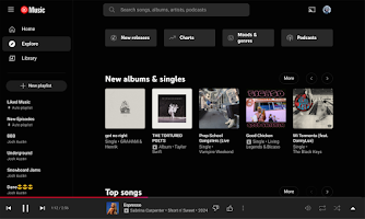 screenshot of YouTube Music for Chromebook