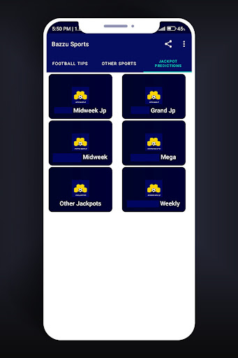 All sports + jackpot tips. Screen 3
