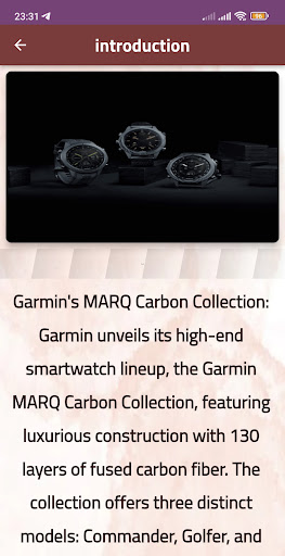 Android application garmin marq carbon guide screenshort