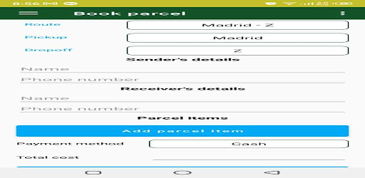 Android application GreennlineParcel screenshort