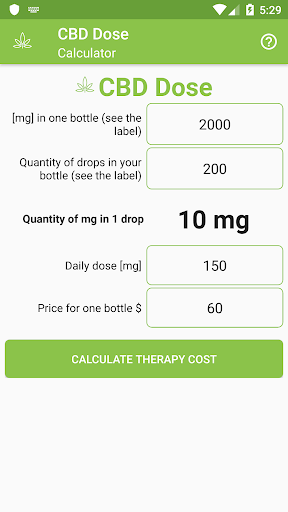 Android application CBD Oil Dose Calculator screenshort