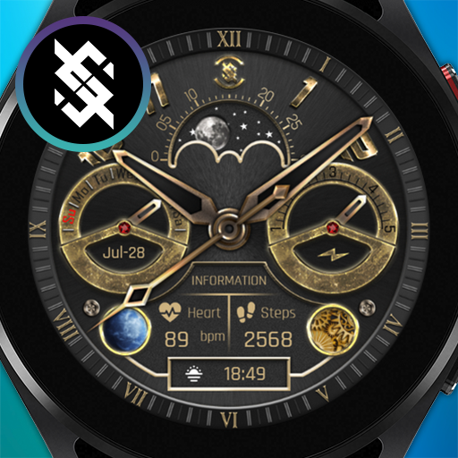BFF7- Gold Analog Pattern Gear logo