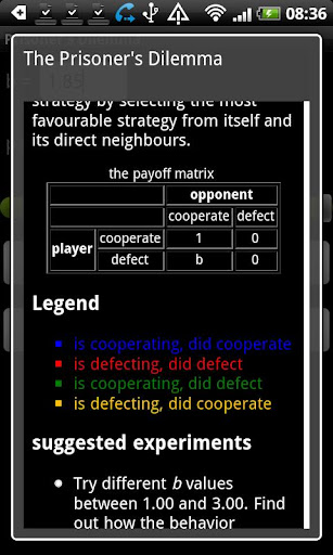 Android application The Prisoner's Dilemma screenshort