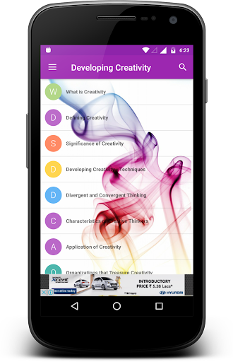 Android application Developing Creativity screenshort