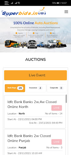Android application Superbids Online Auction screenshort