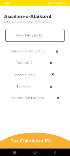 Android application Tax Calculator PK screenshort