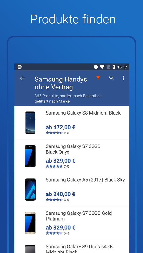 Android application billiger.de Preisvergleich screenshort