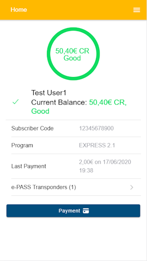 my e-PASS Screen 2
