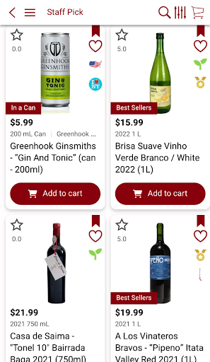 Android application Urban Wines and Spirits screenshort