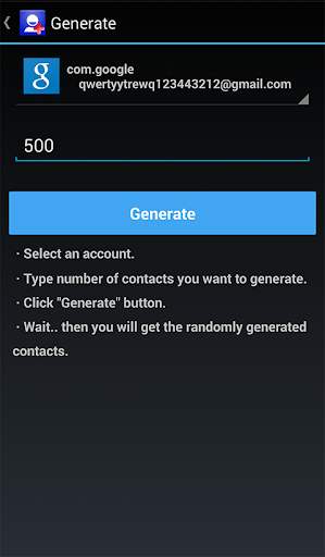 Contacts Generator Screen 2
