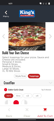 Screenshot of King's Pizza Roseville
