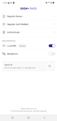 iSIGN+ PASS Screen 2