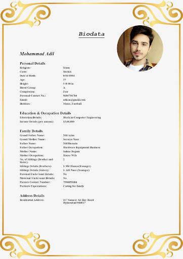 Muslim Marriage Biodata Maker Screen 3