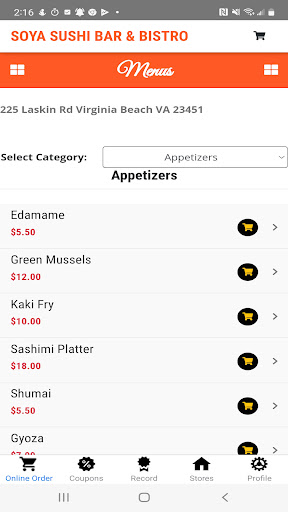 Android application Soya Sushi Bar & Bistro screenshort