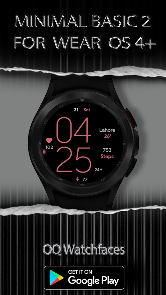 #5. Minimal Basic 2 Wear OS 4+ (Android) Podle: OQ Watchfaces