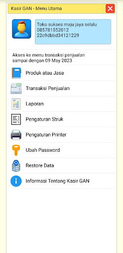 Android application Kasir GAN screenshort