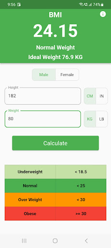 Android application BMI Calculator screenshort